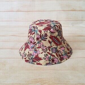 Hat Attack Floral Print Cotton Bucket Hat Pink One Size Summer Beach Reversible